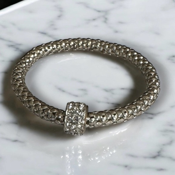 💎Vintage Popcorn Chain Bracelet with Pave Crystal Charm - Picture 3 of 9